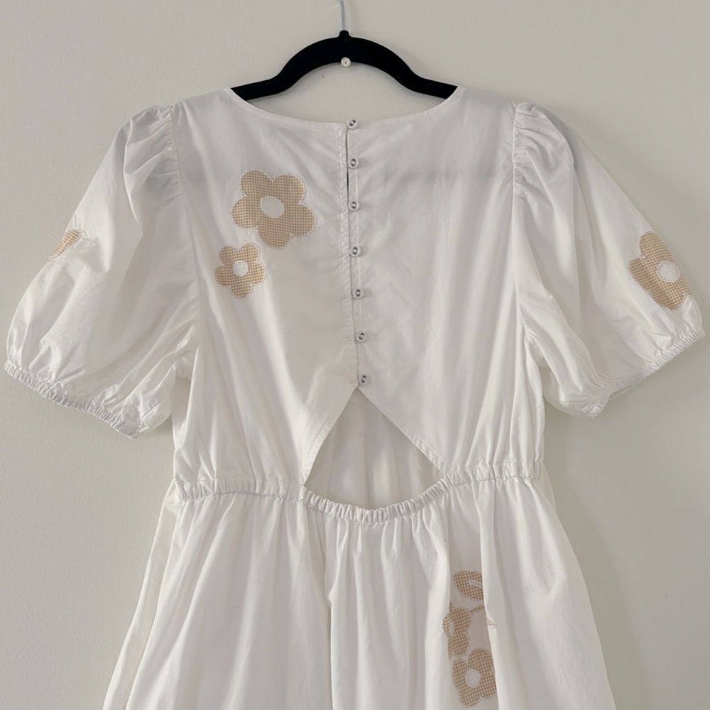 Madewell Annamarie Mini Dress White poplin hoho Floral embroidered accent dress - Picture 10 of 11